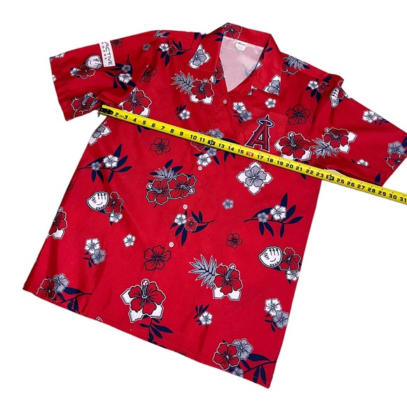 Angels Baseball Hawaiian style button down shirt size OSFM - Picture 9 of 11